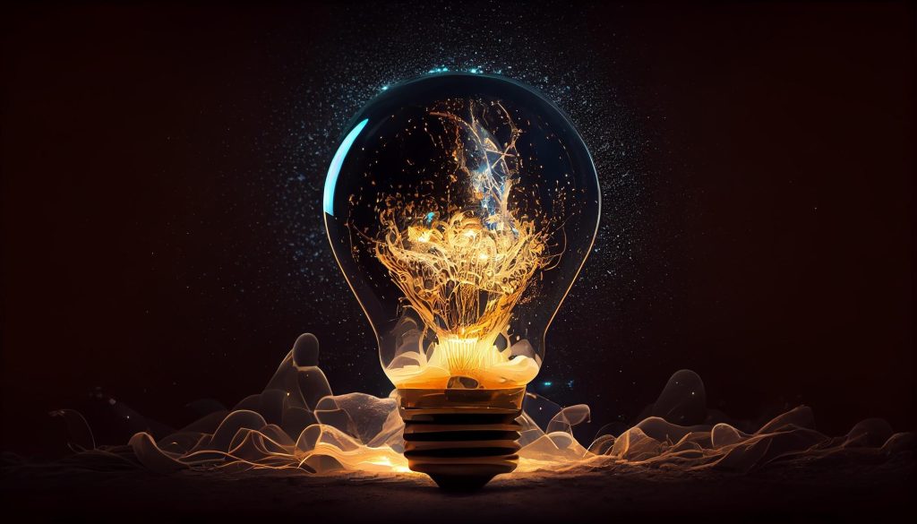 Futuristic lightbulb visualizing the potential of artificial intelligence.